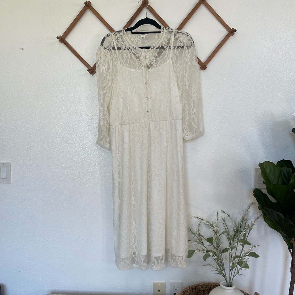 White Cato Lace Dress With Built-in Slip